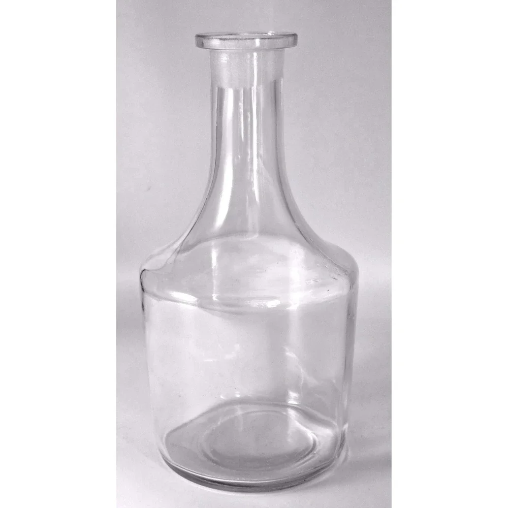 Early American Hand Blown Clear Glass Apothecary Bottle Decanter Vase Heavy 9in